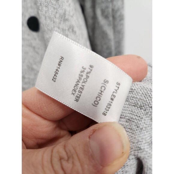 Staccato BOHO Top Womens Small Gray Black Polka Dot Long Sleeve Tie Hem Casual - Picture 7 of 10